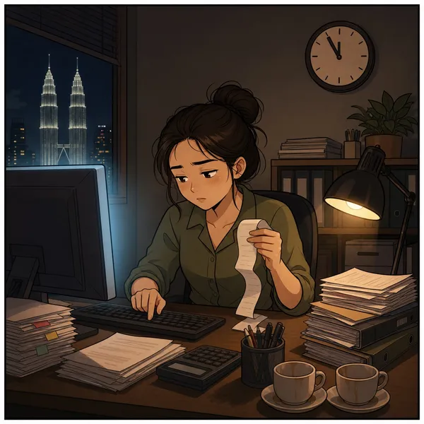 Keying entries one by one, late at night